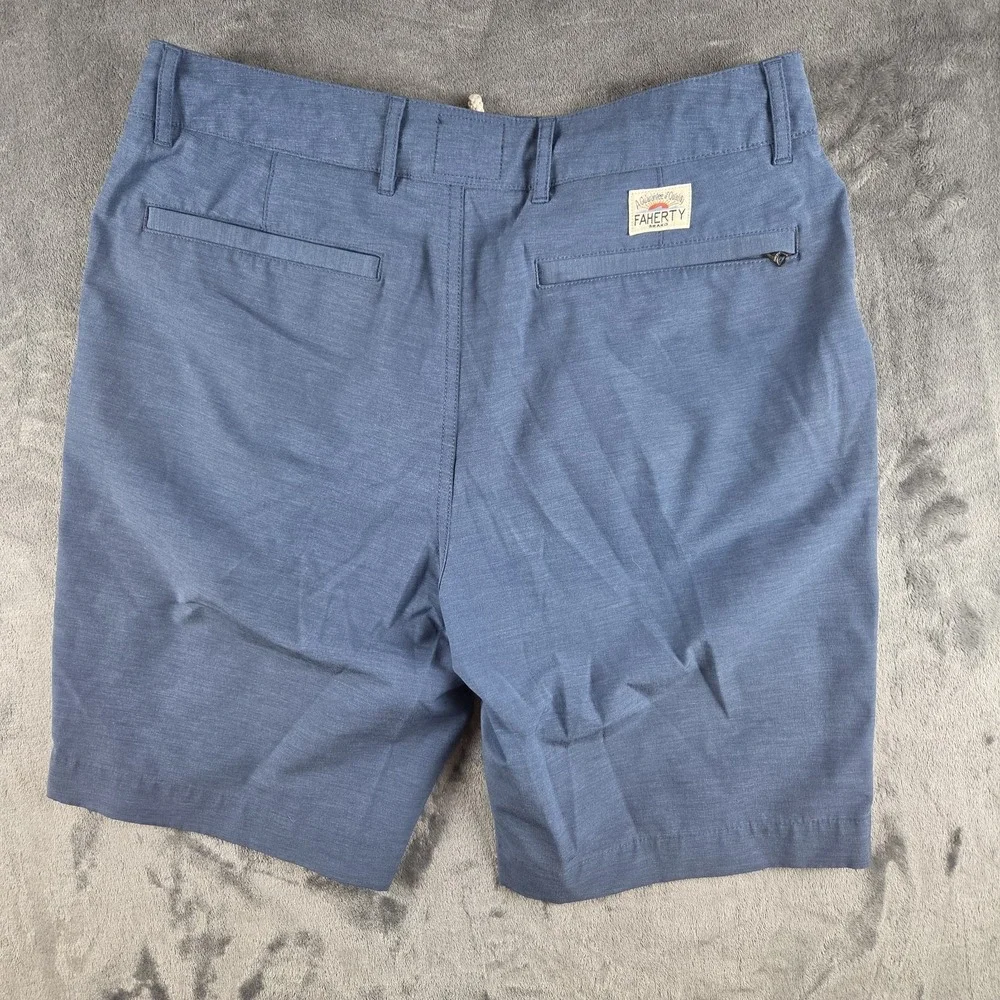 Faherty All Day Shorts Mens 31(32) Blue Stretch Casual Beachy Surfer Drawstring